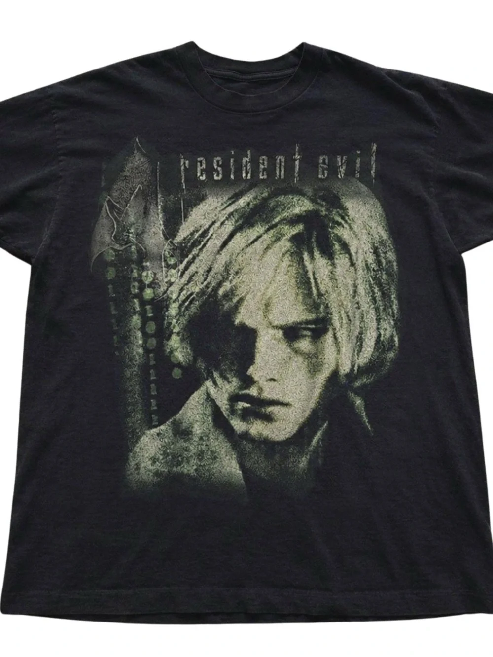 Gildan Black Tee with Pale Green Resident Evil Portrait Graphic